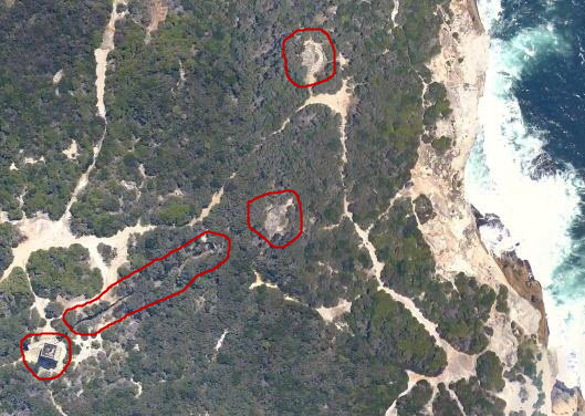 Battery observation post, rail track and gun emplacements